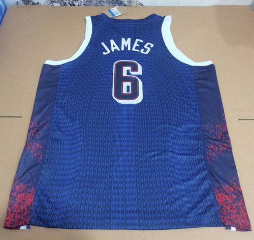 6 Lebron James 2024 USA Team jersey navy with stripe